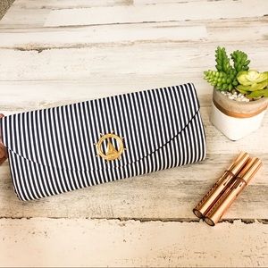 Nautical striped white and blue clutch purse bag